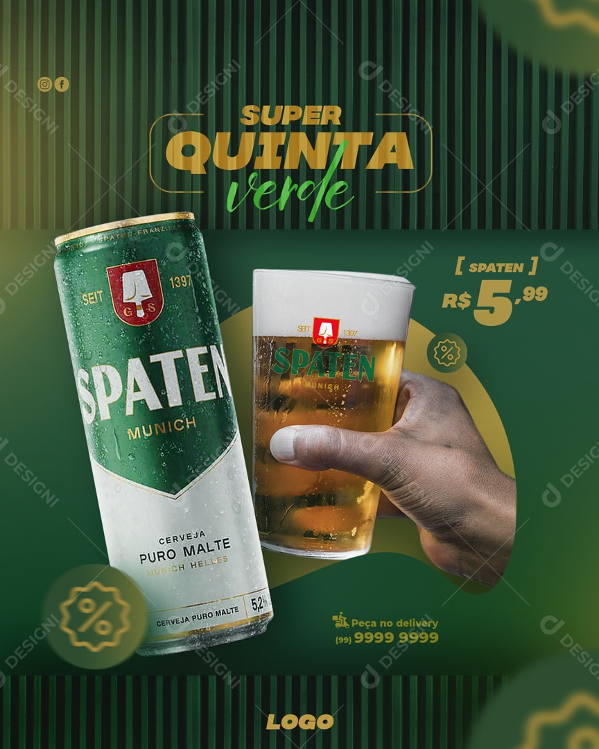 Super Quinta Verde Spaten Social Media PSD Editável