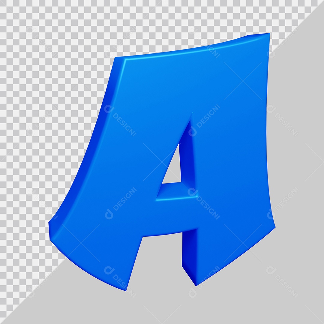 Letra A Maiúscula Azul 3D Para composição PSD