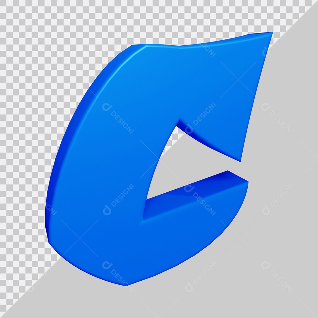 Letra C Maiúscula Azul 3D Para composição PSD