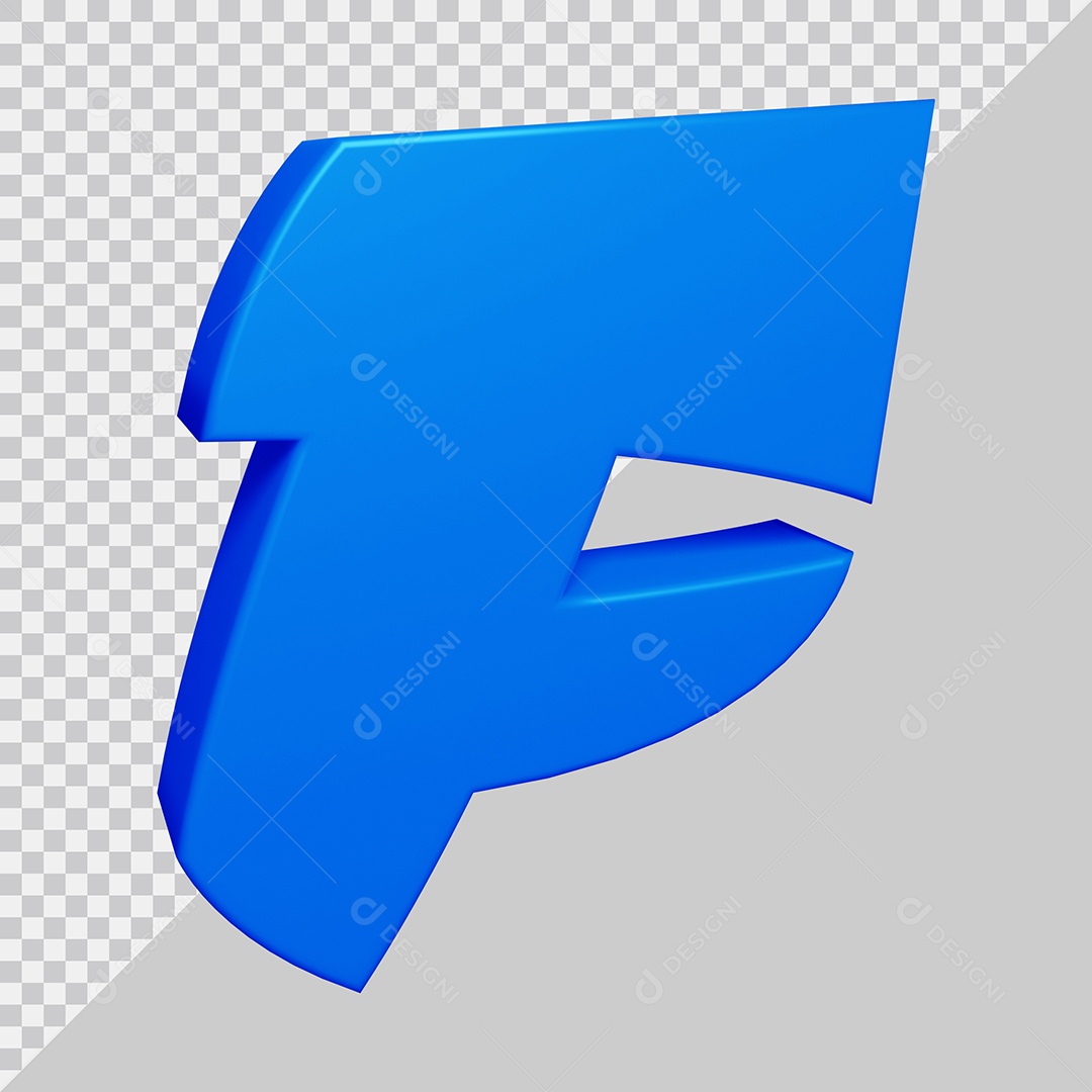 Letra F Maiúscula Azul 3D Para composição PSD