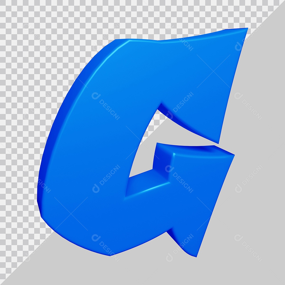 Letra G Maiúscula Azul 3D Para composição PSD