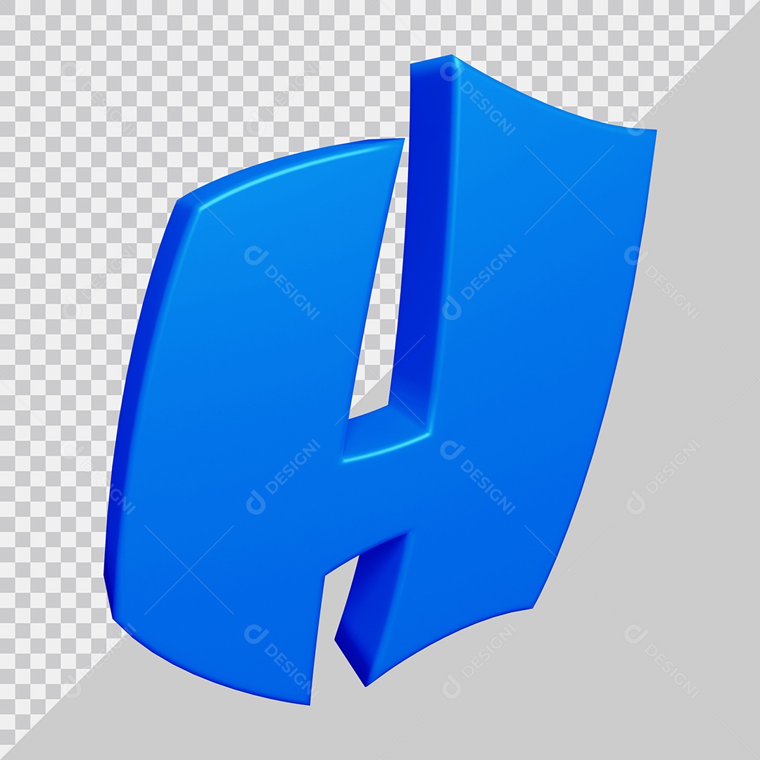 Letra H Maiúscula Azul 3D Para composição PSD