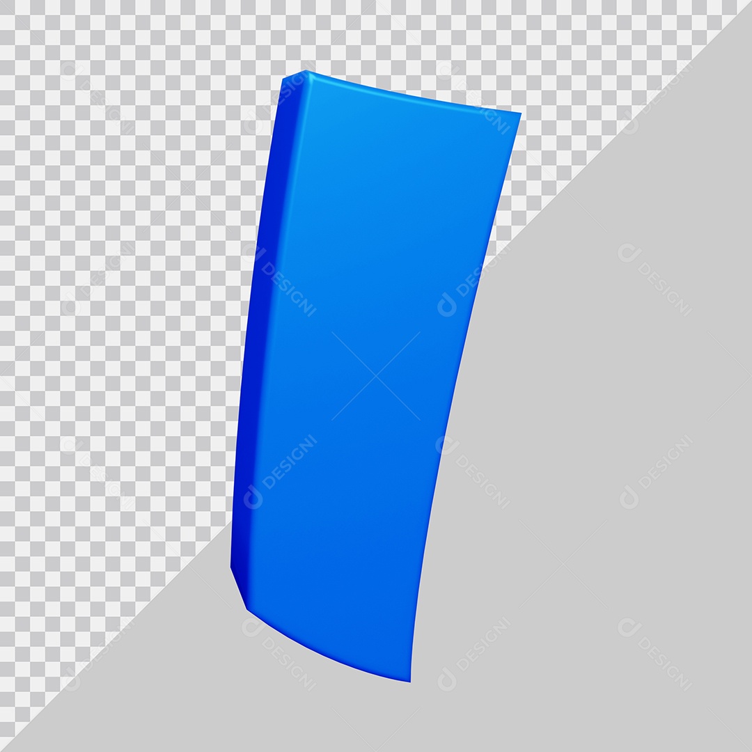Letra I Maiúscula Azul 3D Para composição PSD