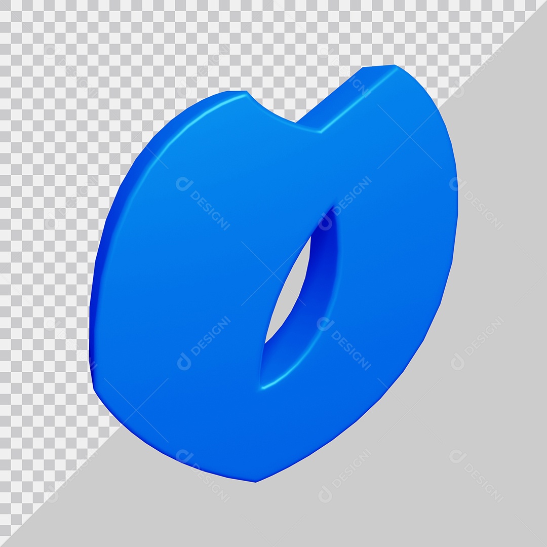 Letra O Maiúscula Azul 3D Para composição PSD