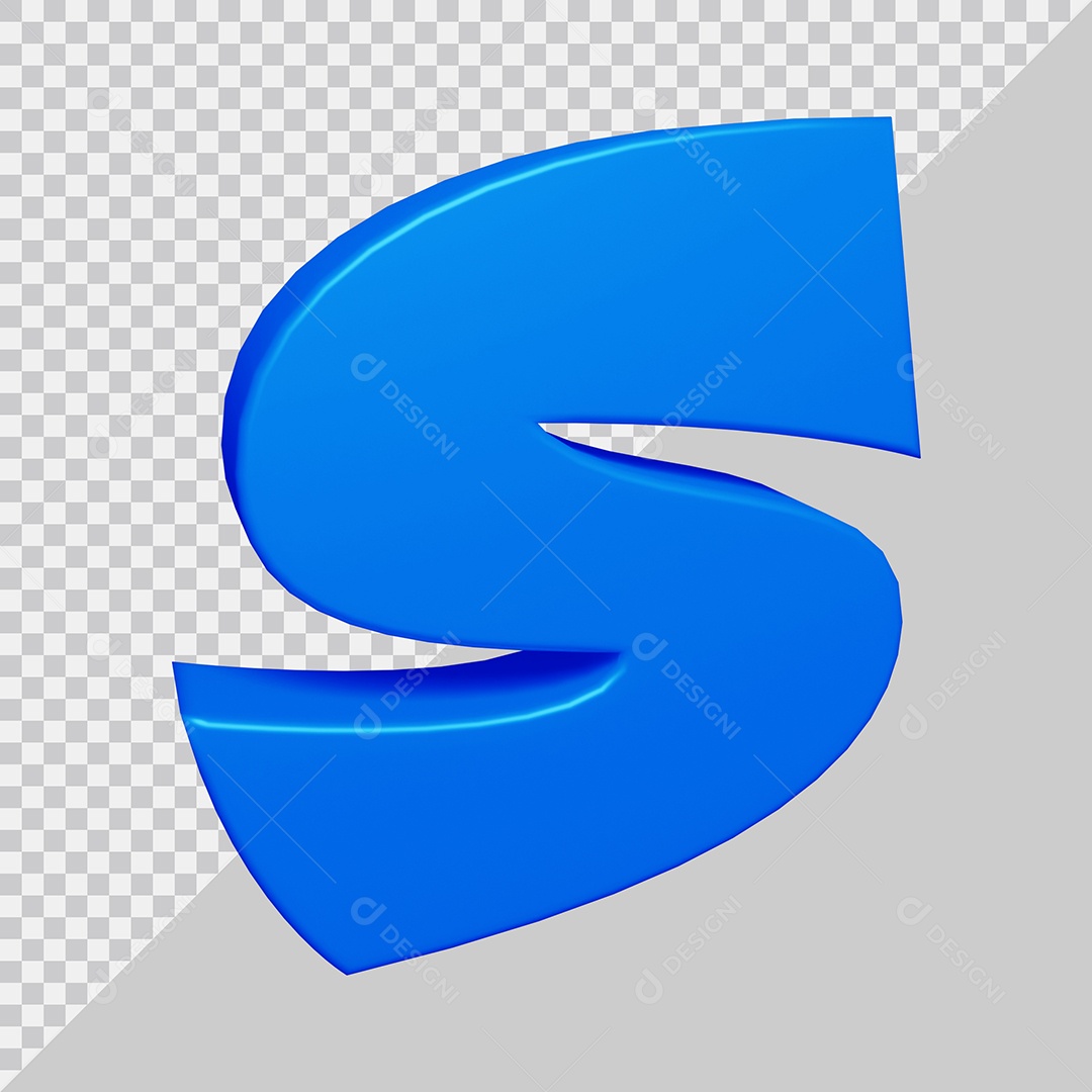 Letra S Maiúscula Azul 3D Para composição PSD