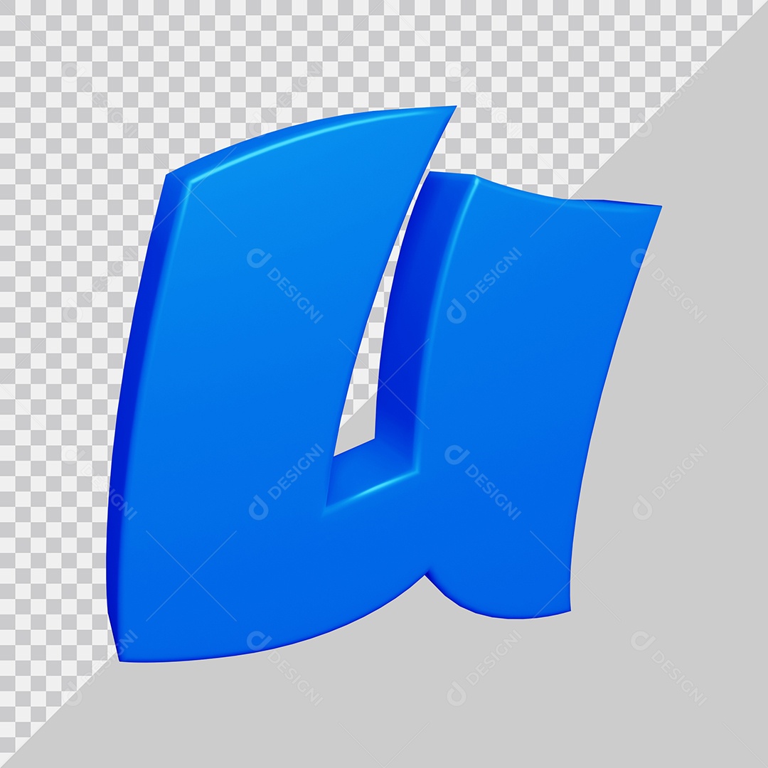 Letra U Maiúscula Azul 3D Para composição PSD