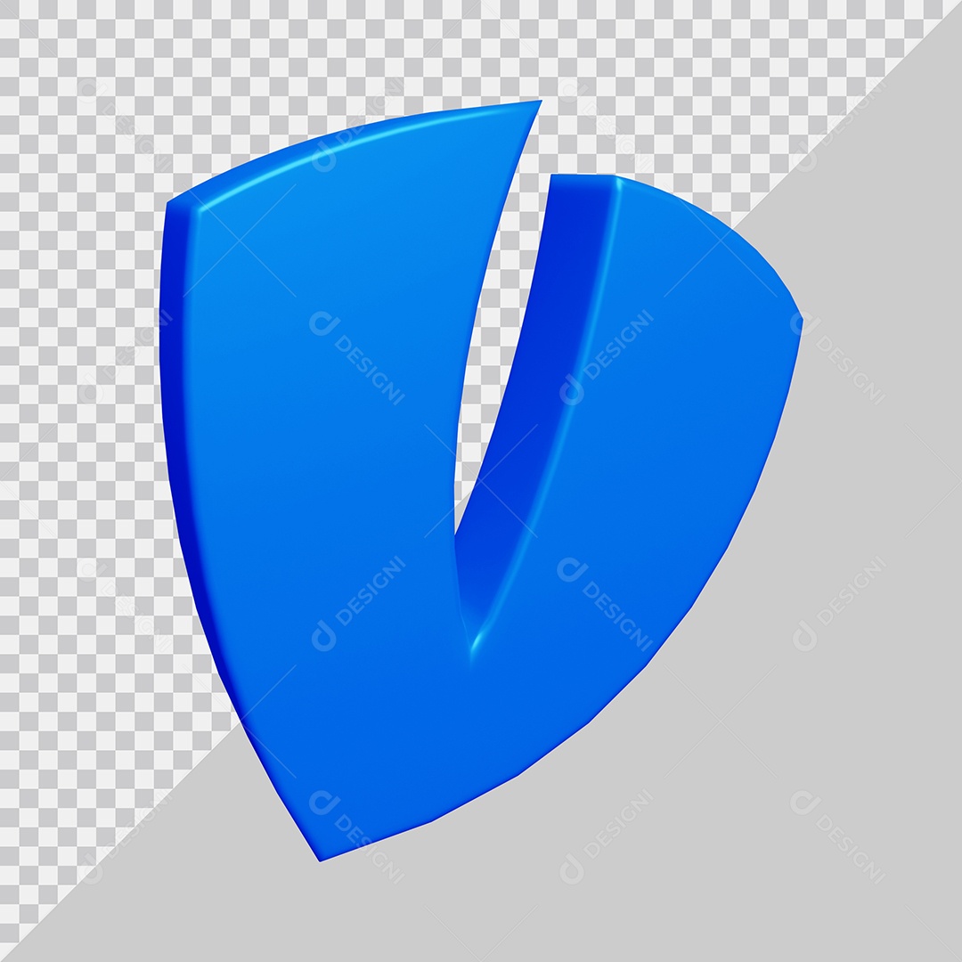 Letra V Maiúscula Azul 3D Para composição PSD