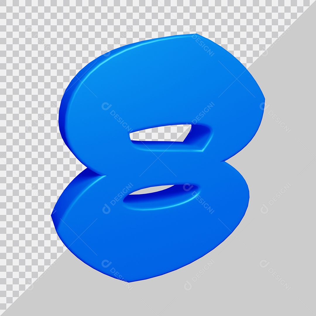 Número 3D 8 Azul Para composição PSD