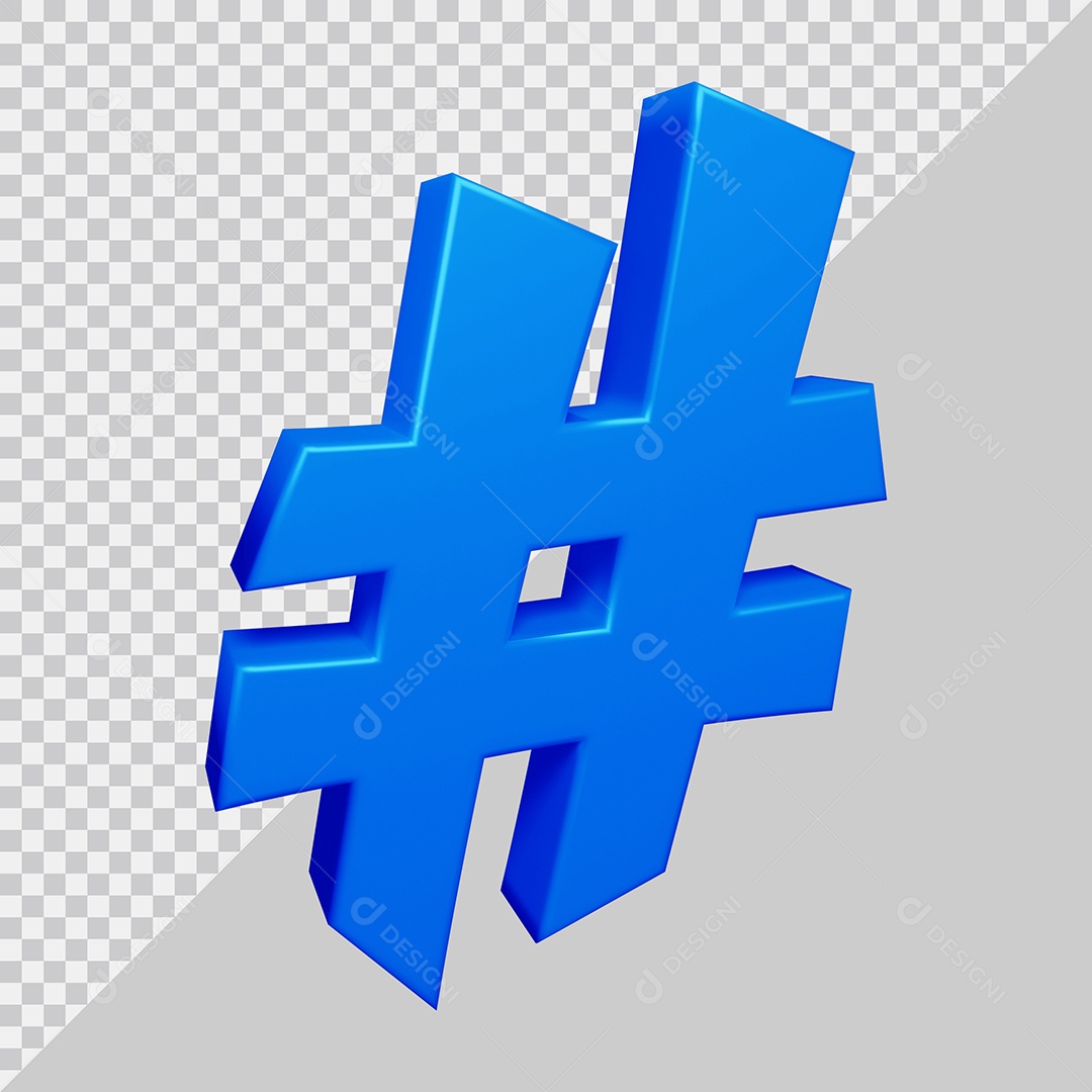 Símbolo de Hashtag 3D Azul Para Composição PSD