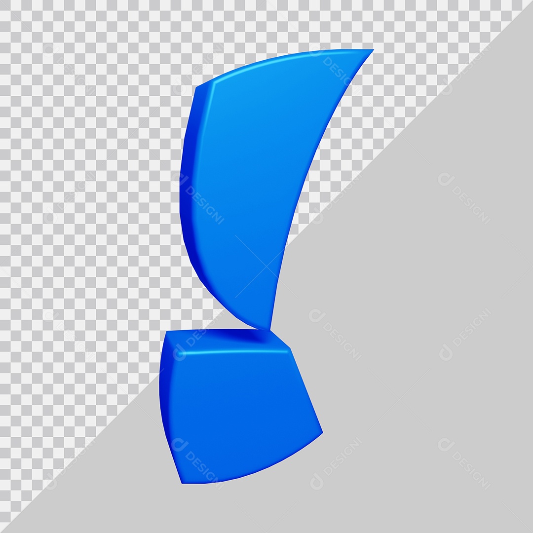 Símbolo de Ponto de Exclamação 3D Azul Para Composição PSD