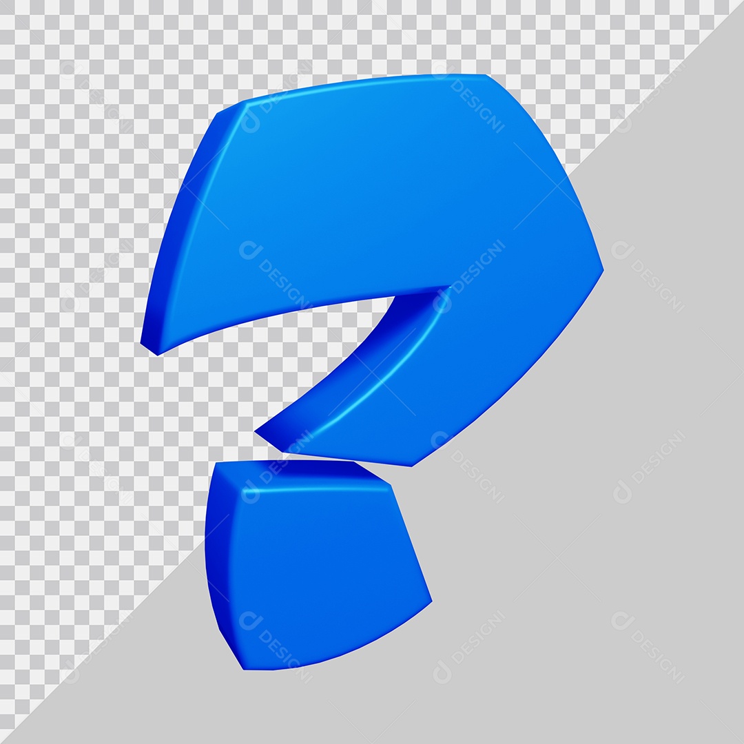 Símbolo de ponto de interrogação 3D Azul Para Composição PSD