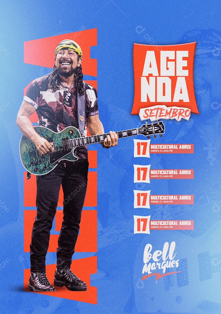 Agenda de Setembro Bell Marques Flyer Social Media PSD Editável