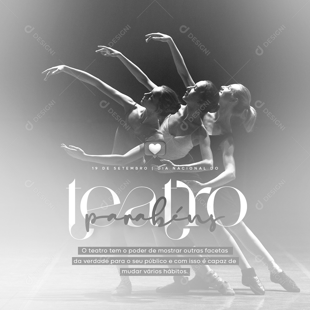 O Teatro tem o poder de mostrar outras facetas da verdade Dia Nacional do Teatro Social Media PSD Editável
