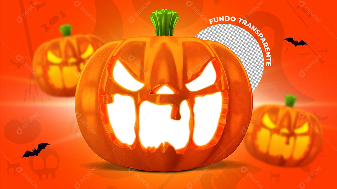 Elemento 3D Abobora De Halloween Dia Das Bruxas PSD Editável