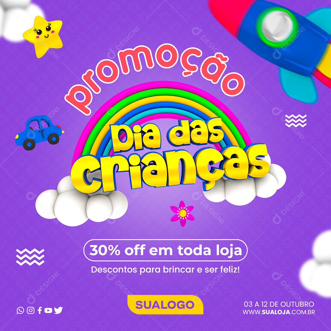 Promoção Feliz Dia Das Crianças Data Comemorativa Social Media PSD Editável