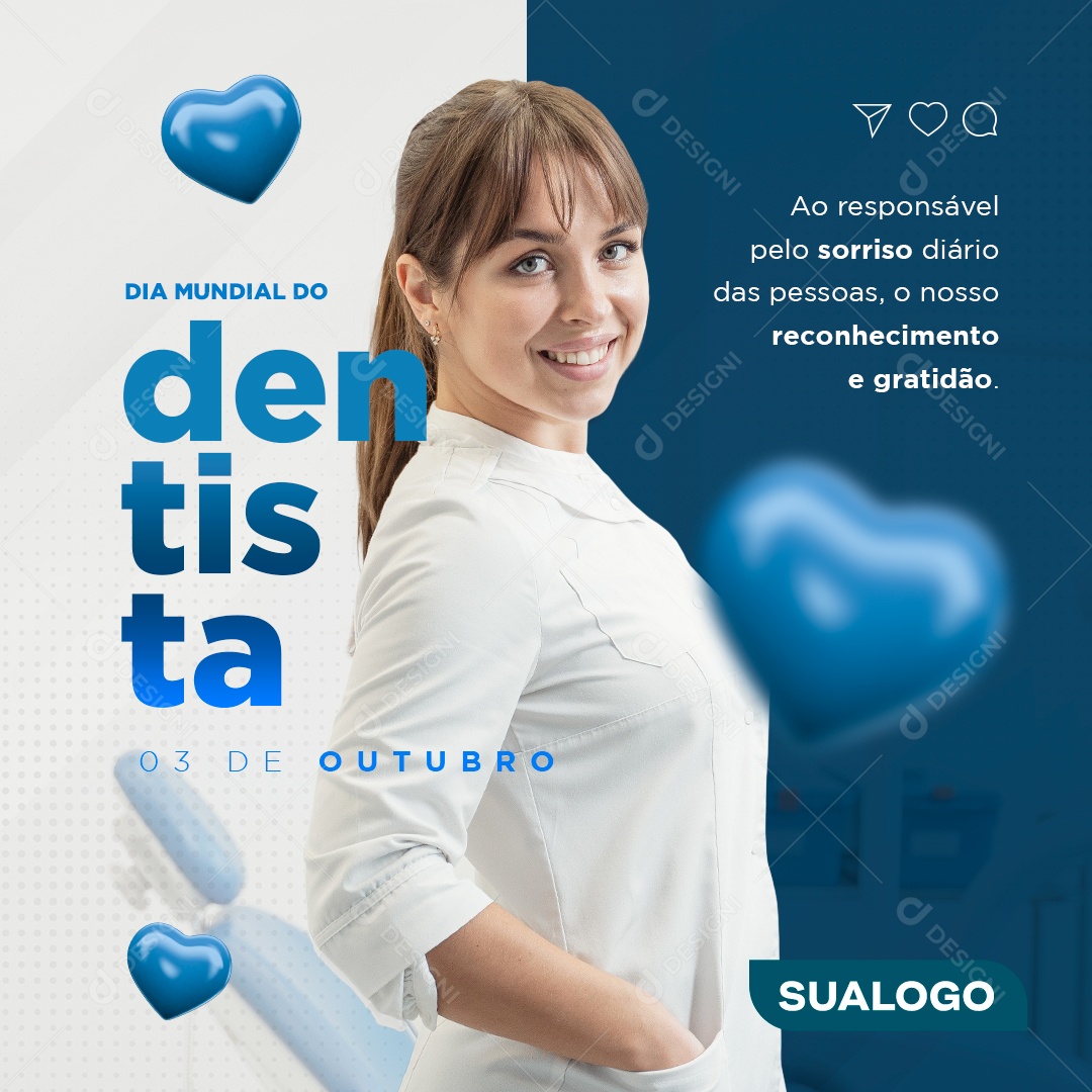 Post Feed Data Comemorativa 25 de Outubro Dia do Dentista Social Media PSD Editável