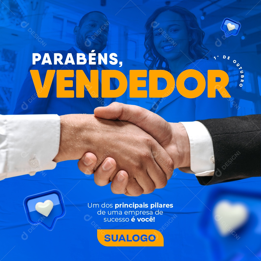 Post Feed Data Comemorativa 01 de Outubro Dia do Vendedor Social Media PSD Editável