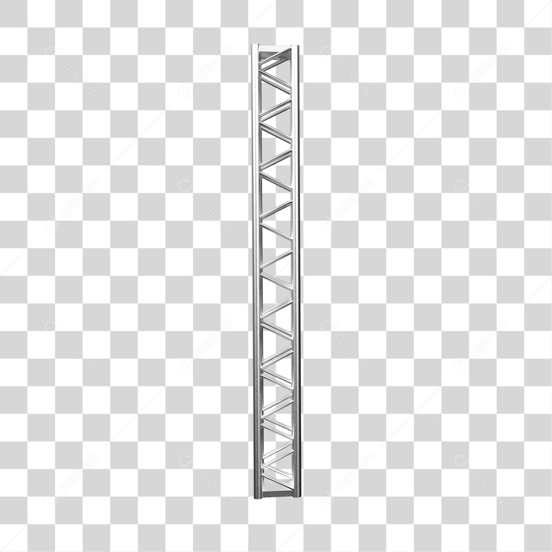 Estrutura Metálica Barra Cromada Elemento 3D Para Composição PNG Transparente