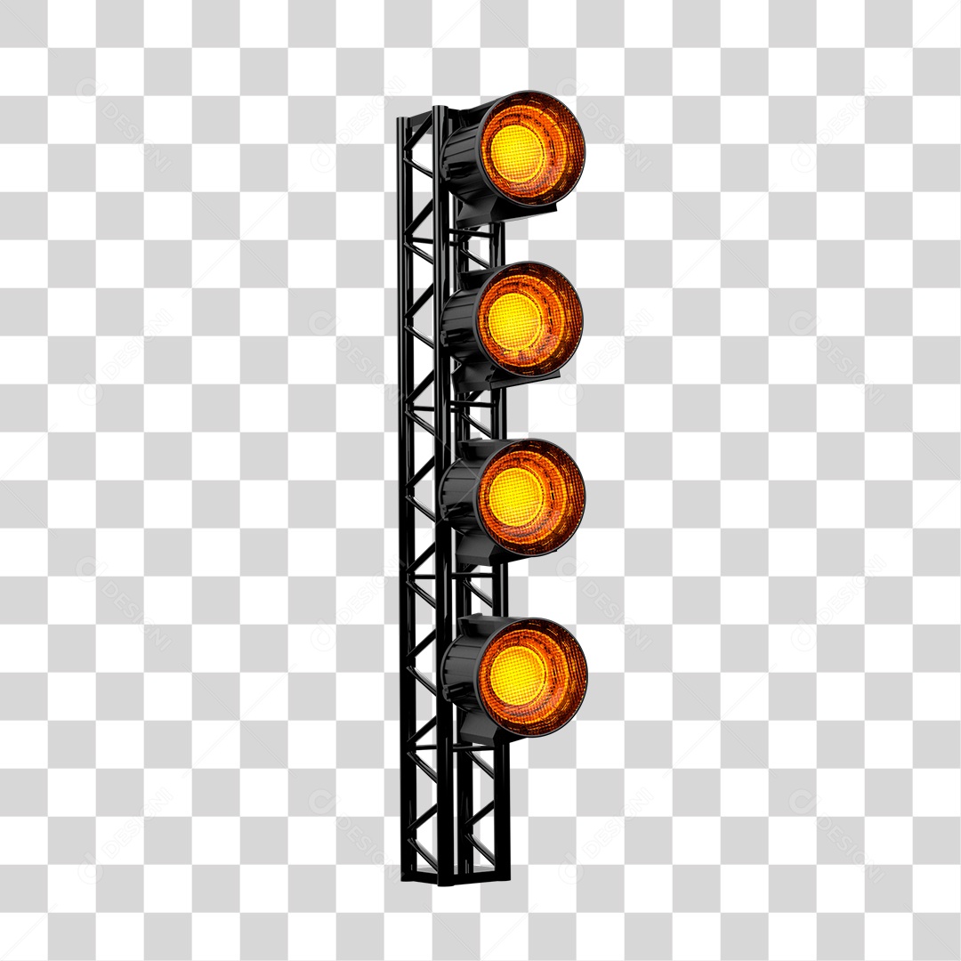 Refletores de Luz Com Luzes Amarela Elemento 3D para Composição PNG