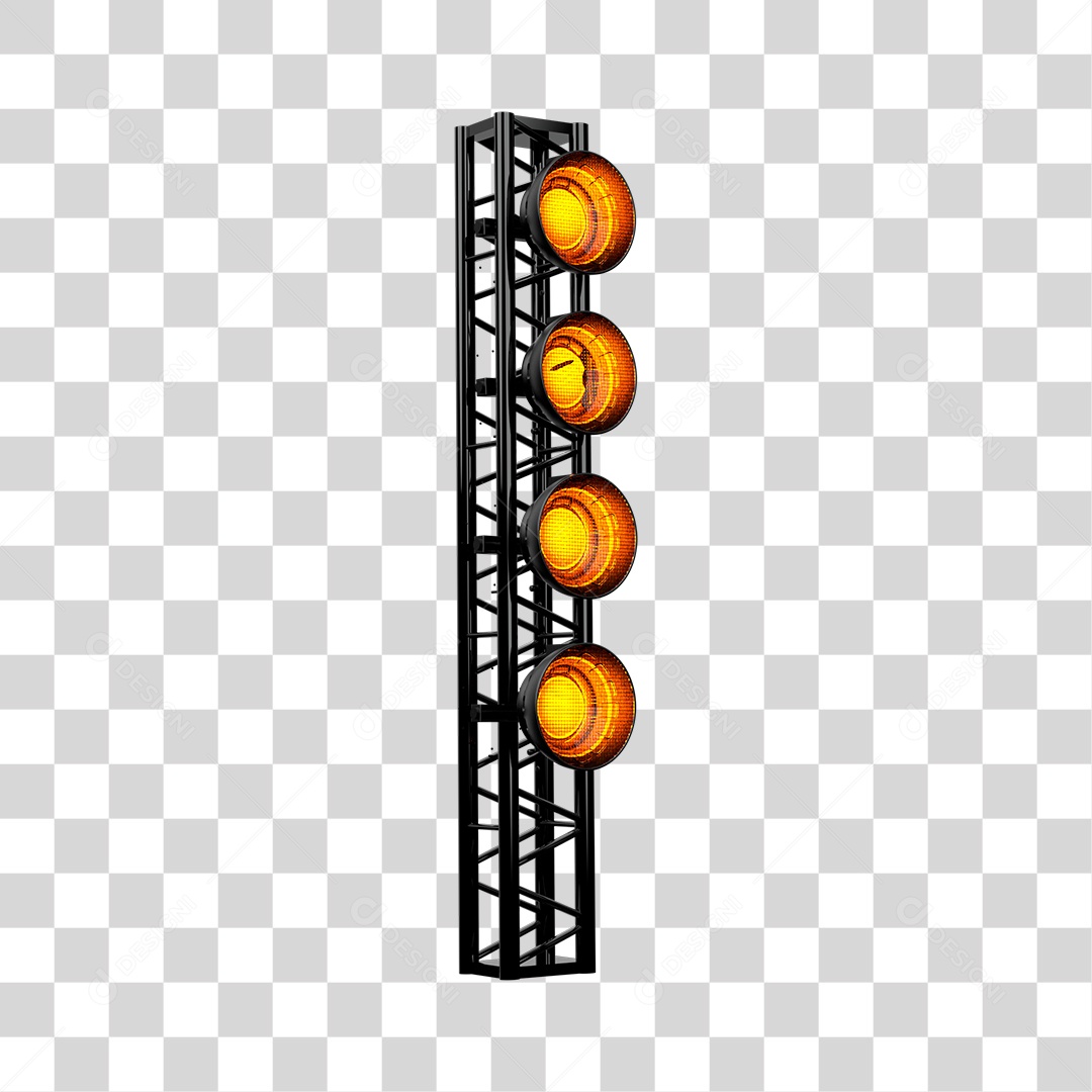 Refletores de Luz Com Luzes Amarela Elemento 3D para Composição PNG Transparente