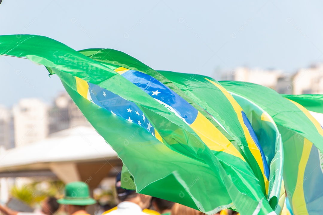 Bandeira brasileira ao ar livre no Rio de Janeiro Brasil.
