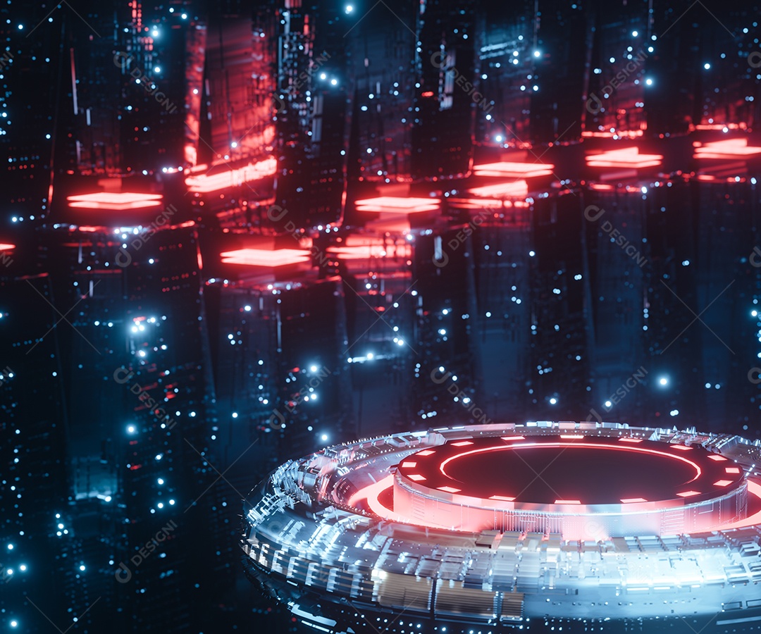 Pódio com luzes neon