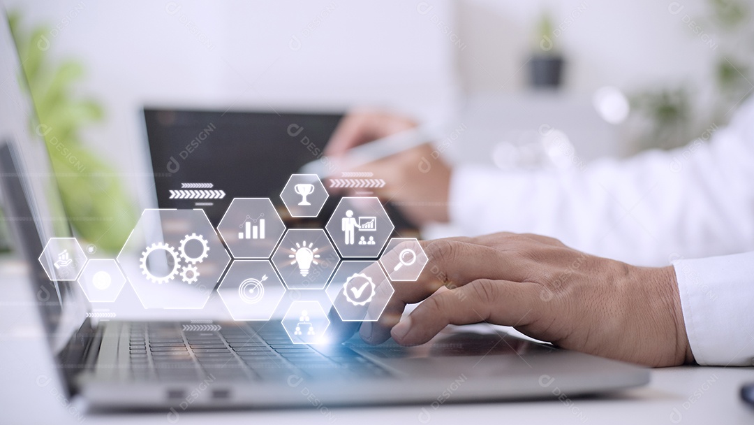 Conceito de gerenciamento de processos de negócios. Empresário