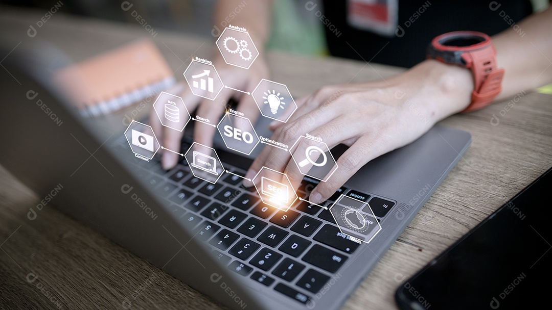 SEO. Motor de Otimização de Busca. Marketing online digital e conceito de tecnologia Inetrmet.