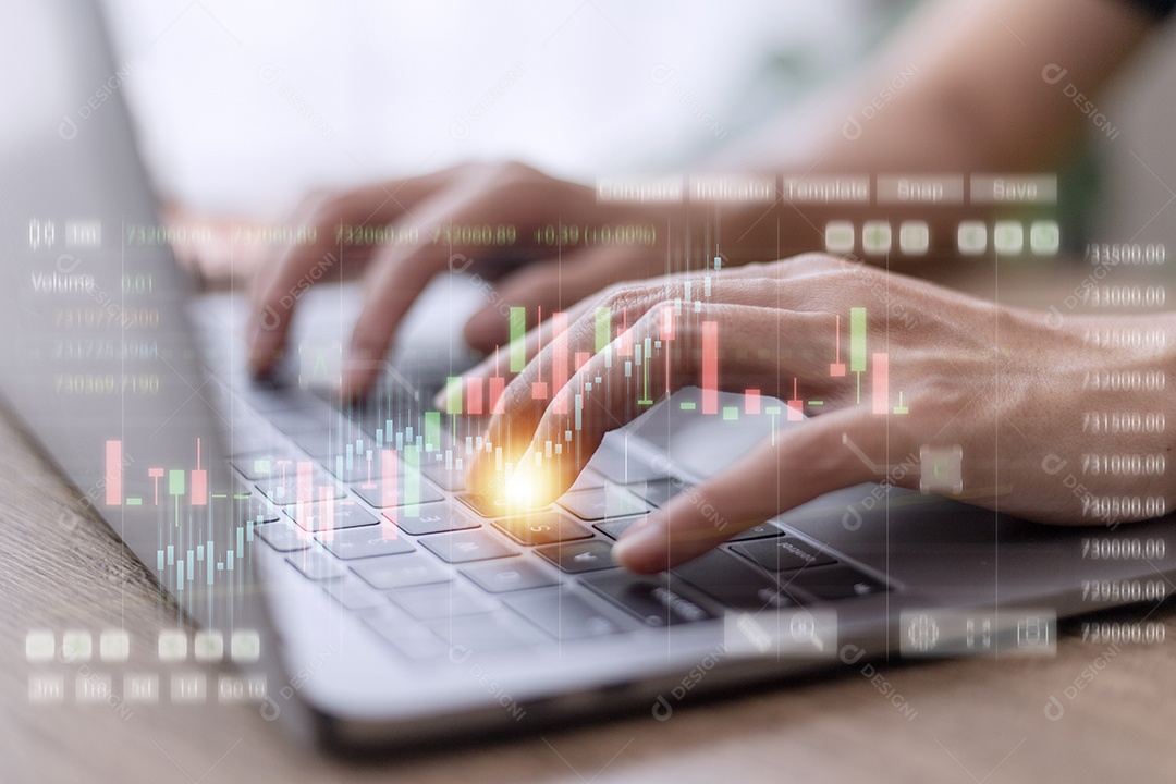 Close up businesswoman collecting data information converting