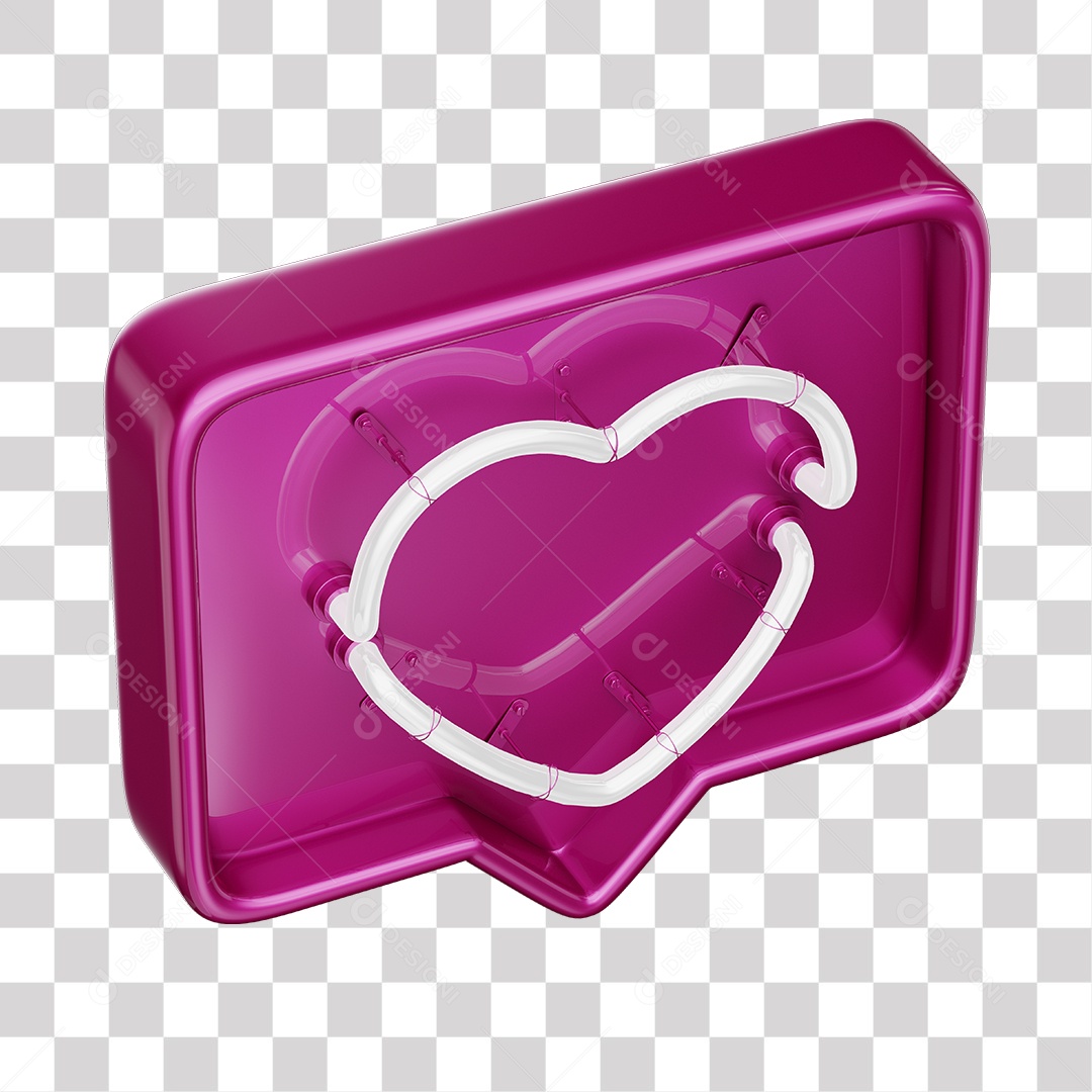 Pink Like Emoji With White Led Heart 3D Element For Composition PNG Transparent