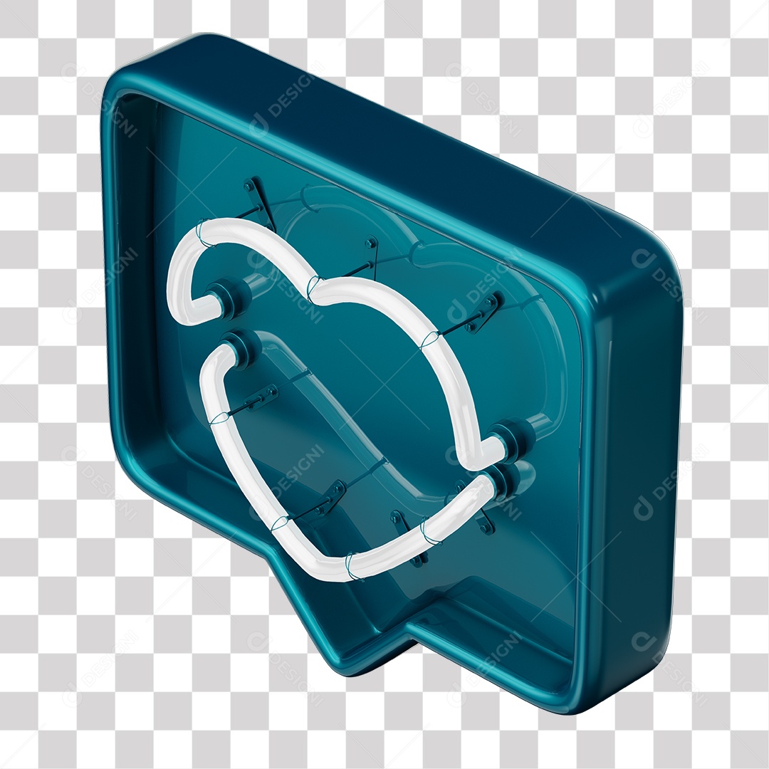 Emoji de Curtida Azul com Coração Branco De Led Elemento 3D Para Composição PNG Transparente