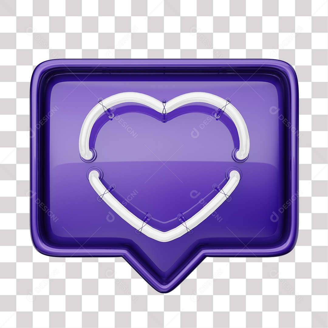 Emoji de Curtida Liais com Coração Branco De Led Elemento 3D Para Composição PNG Transparente