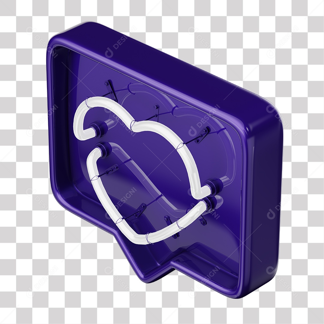 Emoji de Curtida Liais com Coração Branco De Led Elemento 3D Para Composição PNG Transparente