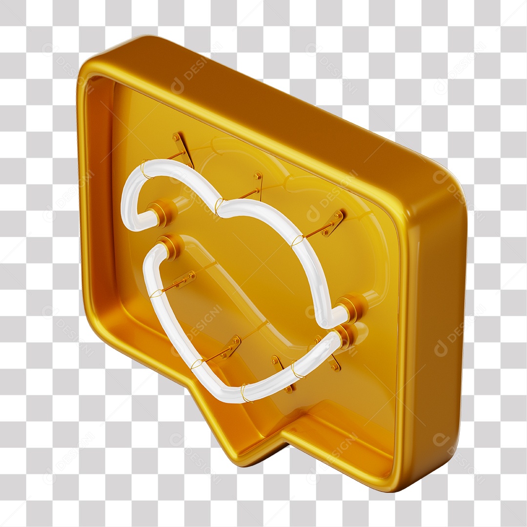 Emoji de Curtida Amarelo com Coração Branco De Led Elemento 3D Para Composição PNG Transparente