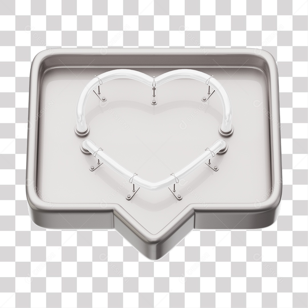 Instagram Like Cinza Com Coração Neon Branco PNG Transparente