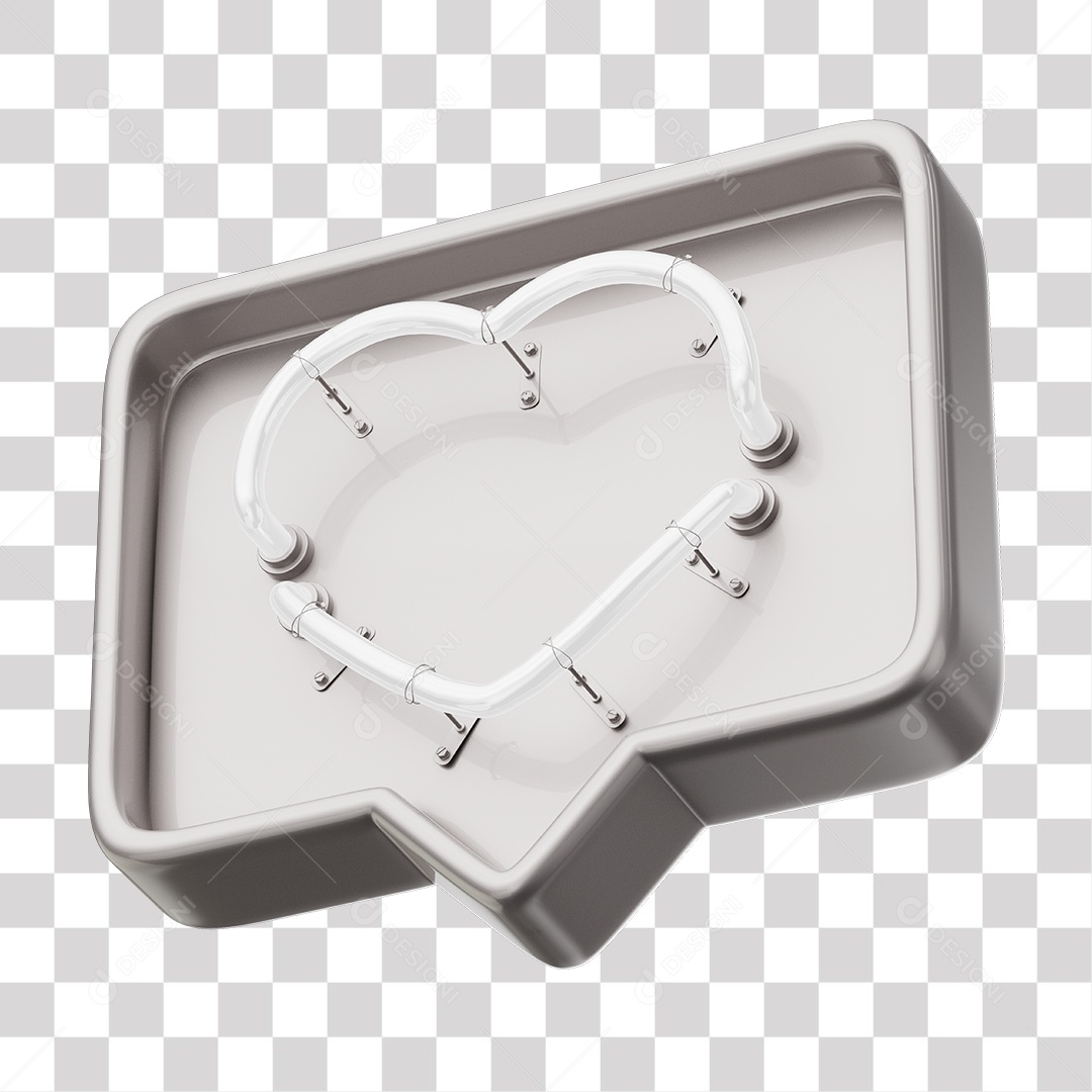 Instagram Like Cinza Com Coração Neon Branco PNG Transparente
