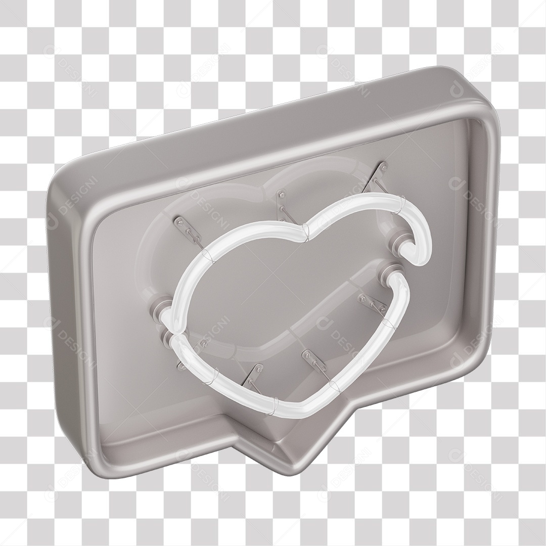 Instagram Like Cinza Com Coração Neon Branco PNG Transparente