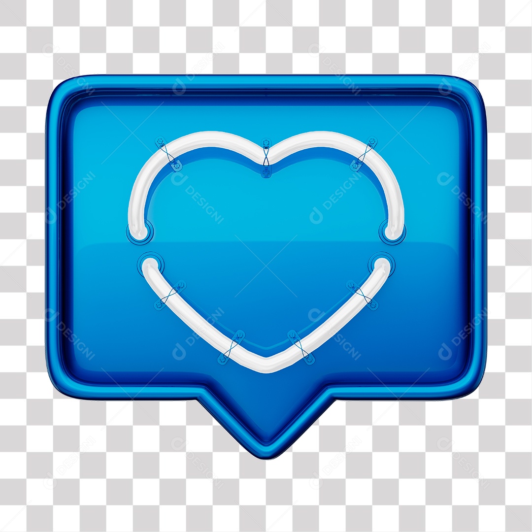 Instagram Like Azul Com Coração Neon Branco PNG Transparente