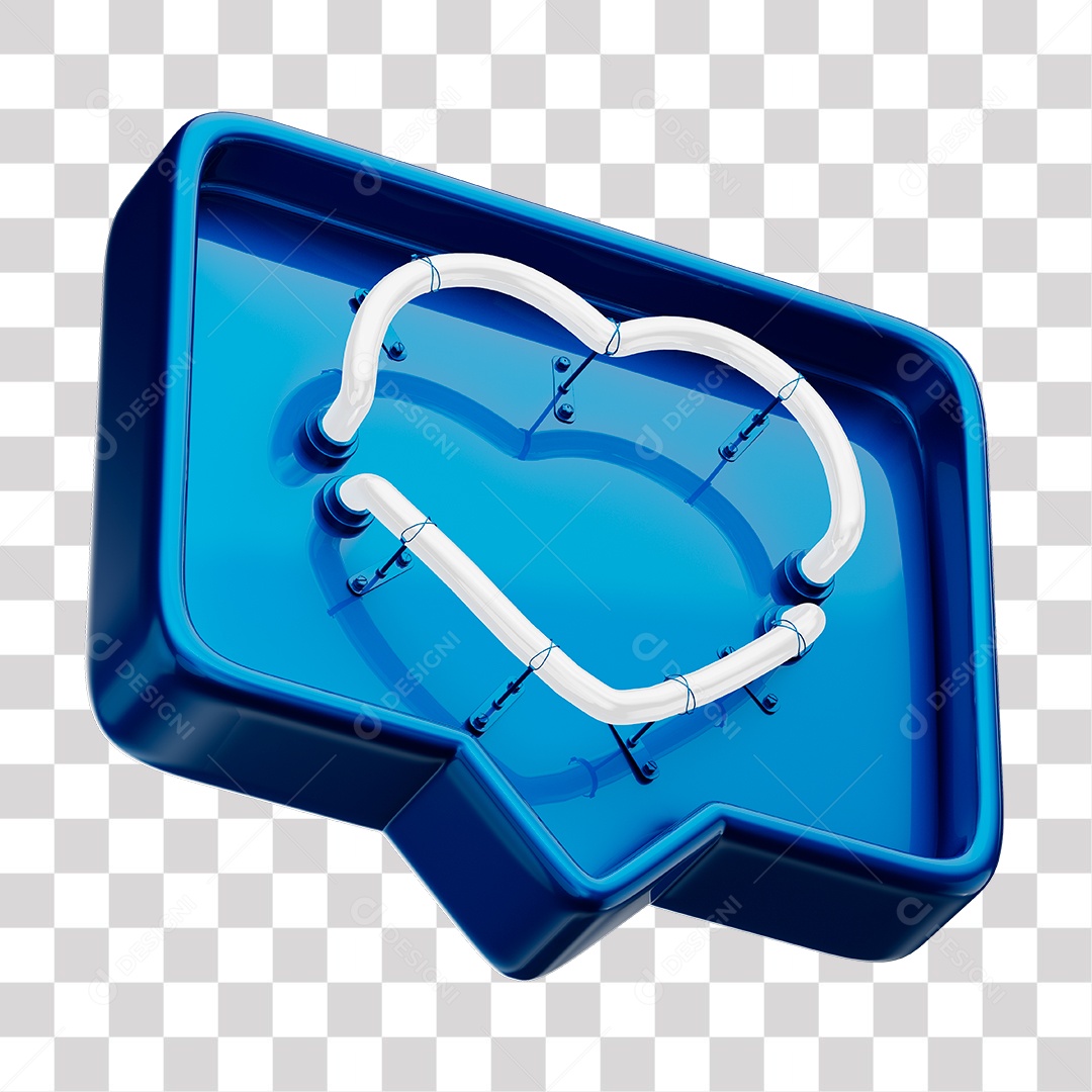 Instagram Like Blue With White Neon Heart PNG Transparent