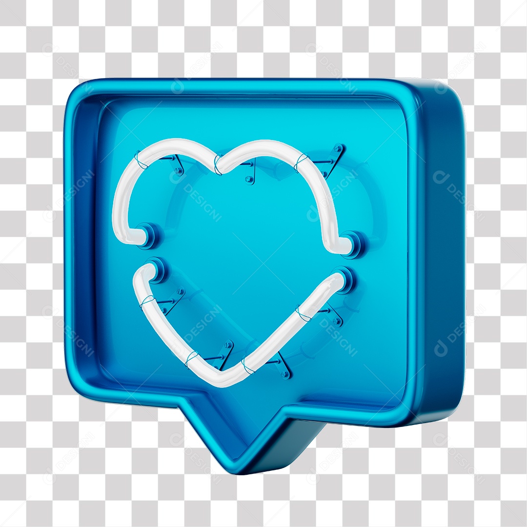 Instagram Like Azul Com Coração Neon Branco PNG Transparente
