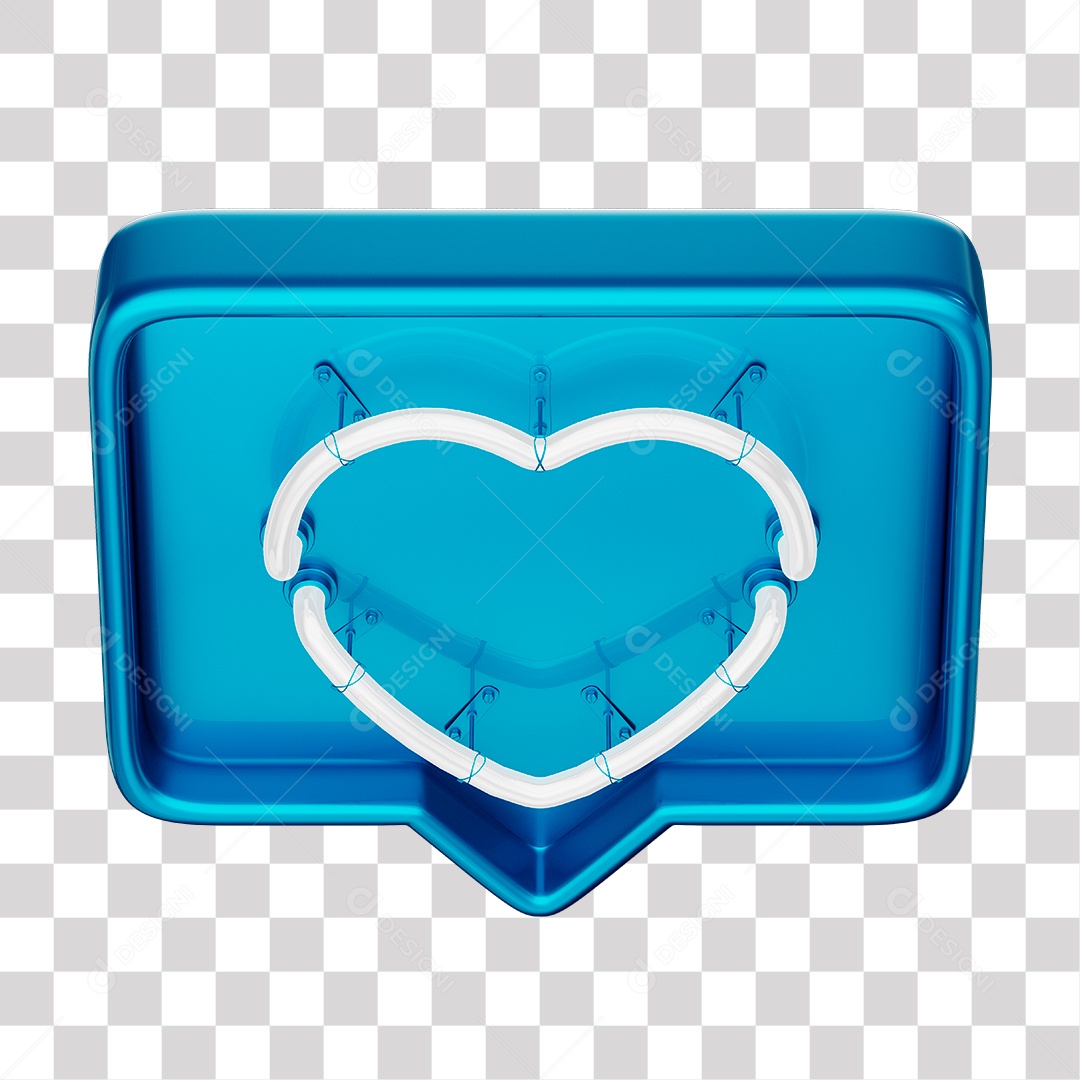 Instagram Like Azul Com Coração Neon Branco PNG Transparente