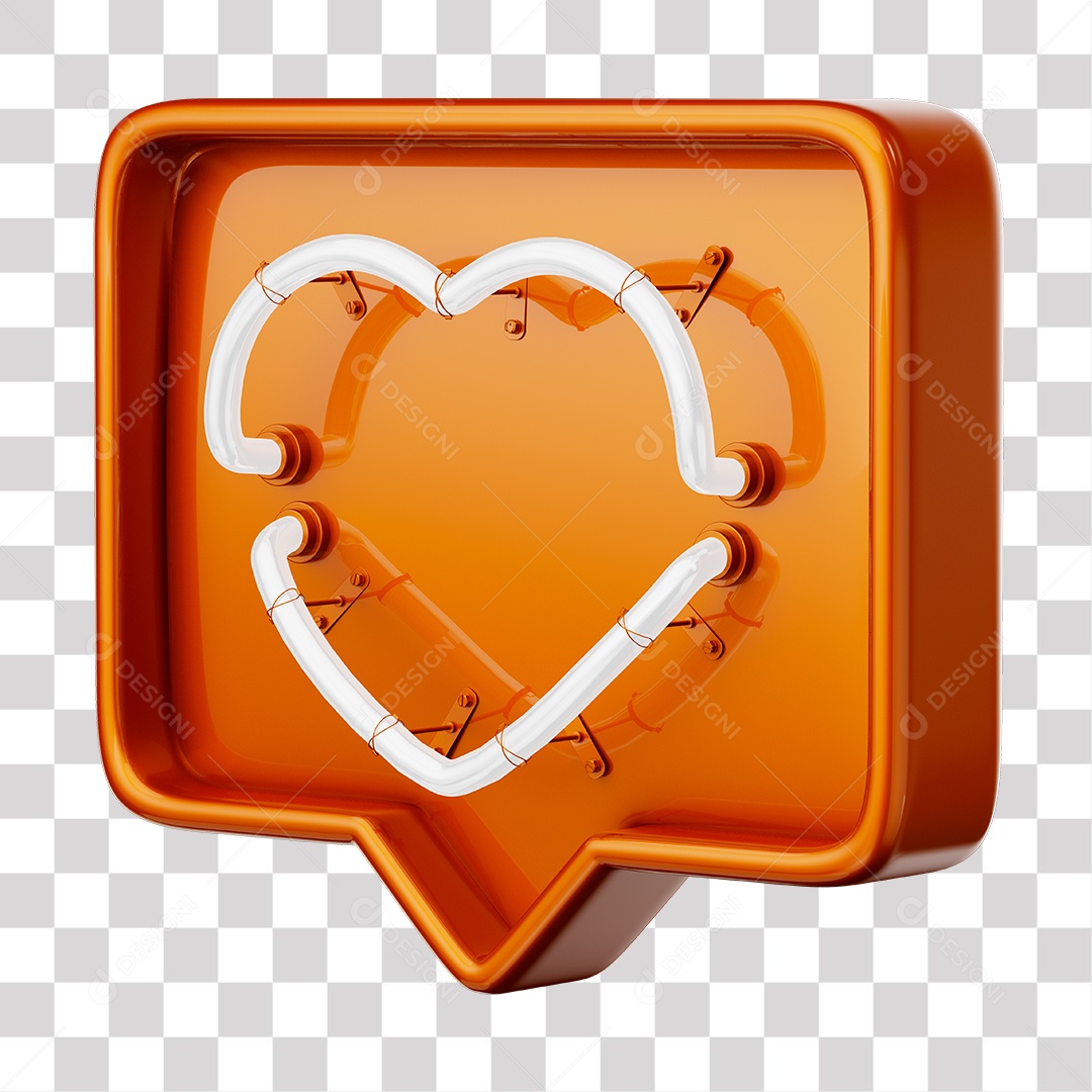 Instagram Like Laranja Com Coração Neon Branco PNG Transparente