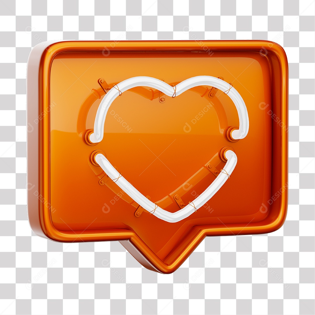 Instagram Like Laranja Com Coração Neon Branco PNG Transparente
