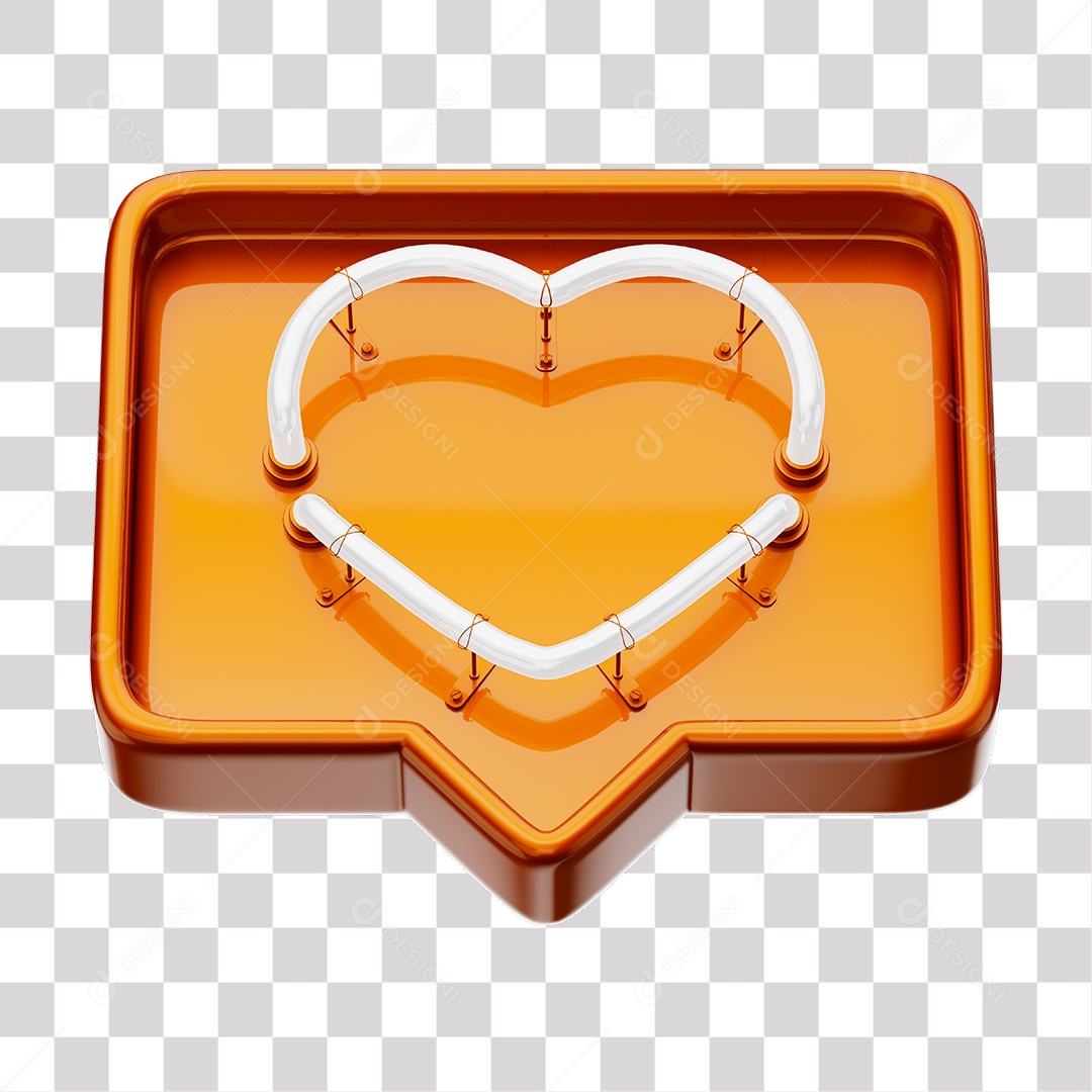 Instagram Like Laranja Com Coração Neon Branco PNG Transparente