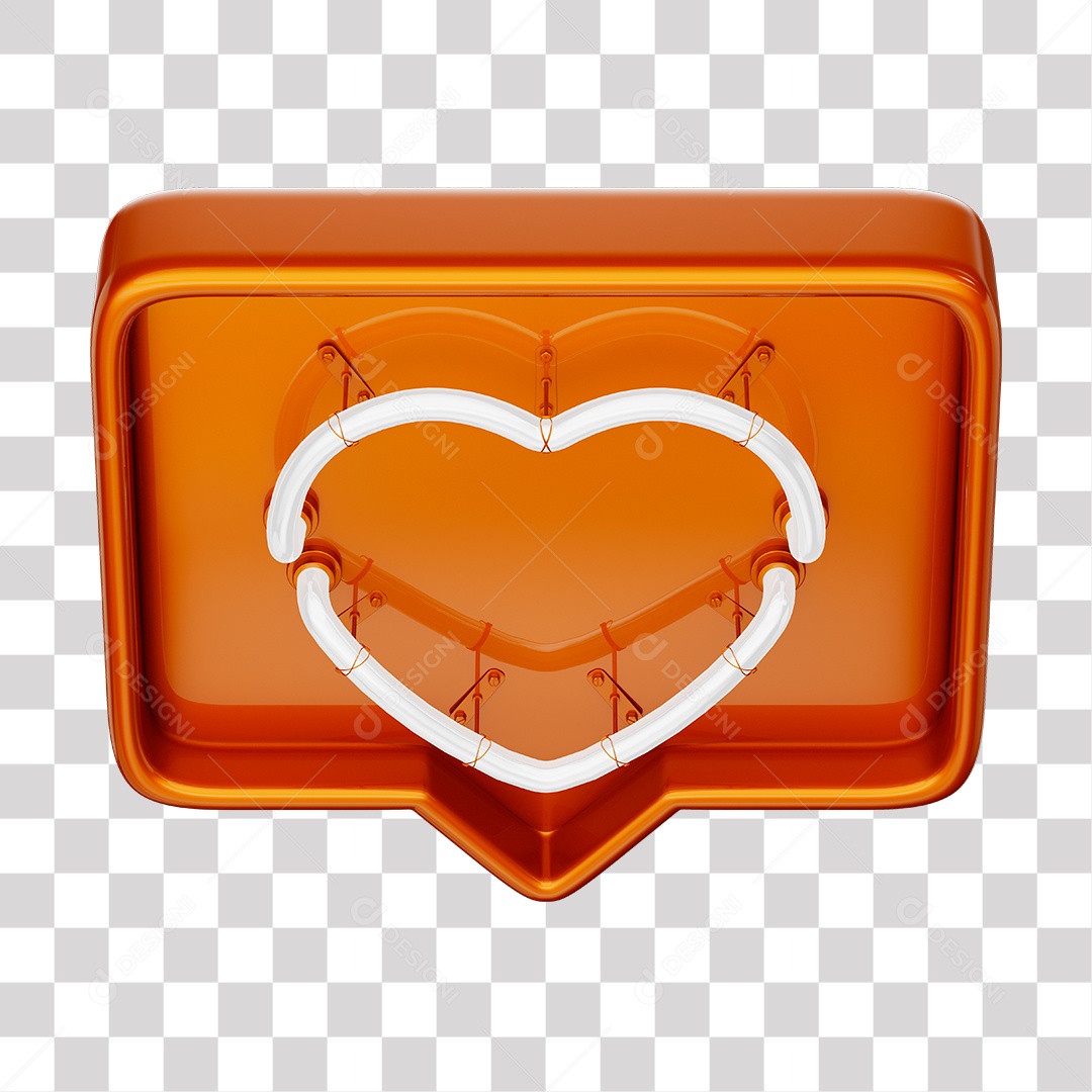 Instagram Like Laranja Com Coração Neon Branco PNG Transparente
