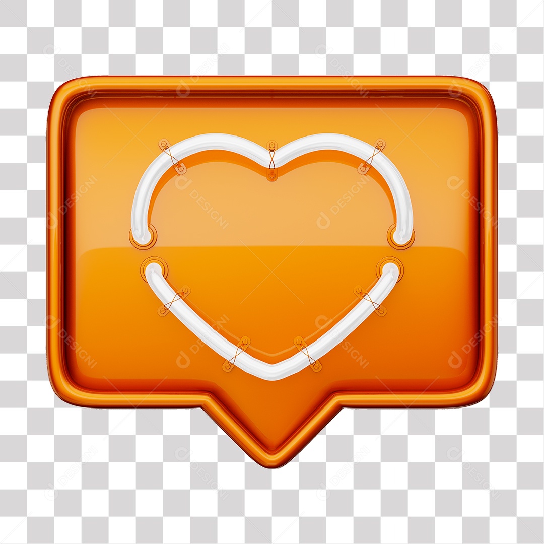 Instagram Like Laranja Com Coração Neon Branco PNG Transparente