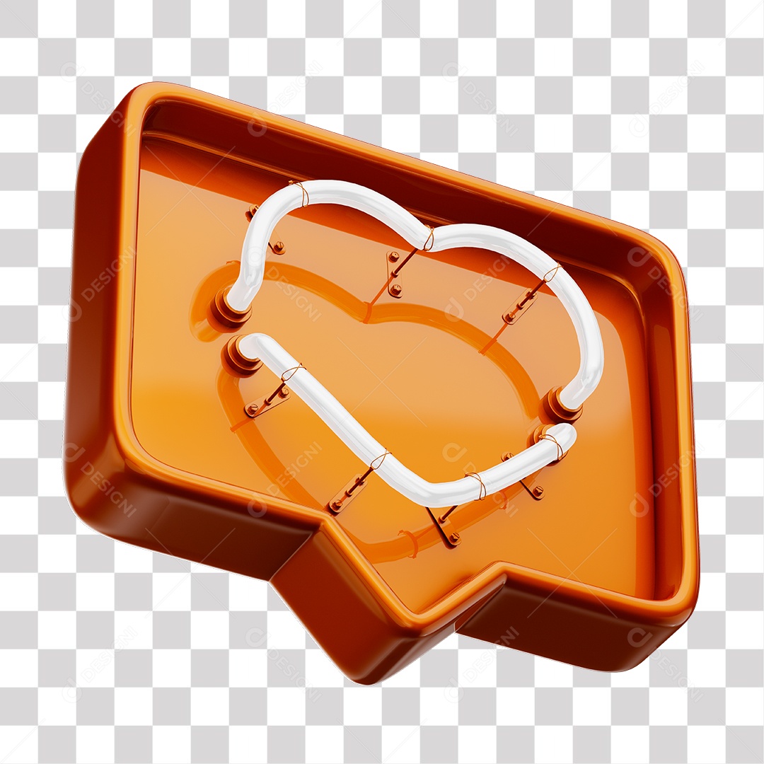 Instagram Like Laranja Com Coração Neon Branco PNG Transparente