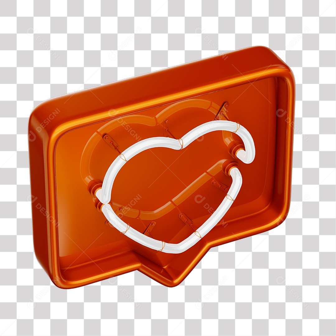 Instagram Like Laranja Com Coração Neon Branco PNG Transparente
