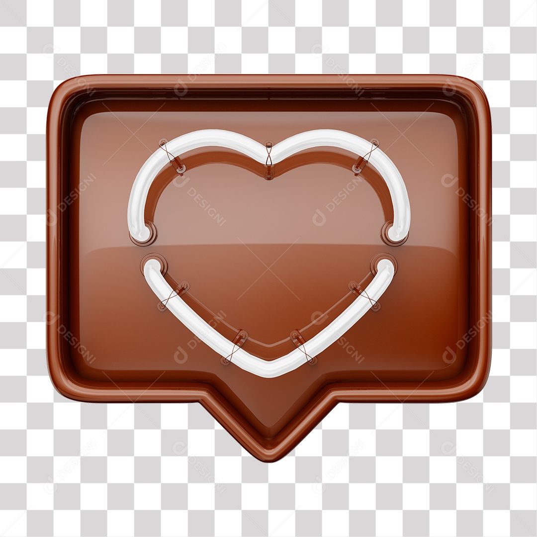 Instagram Like Marrom Com Coração Neon Branco PNG Transparente