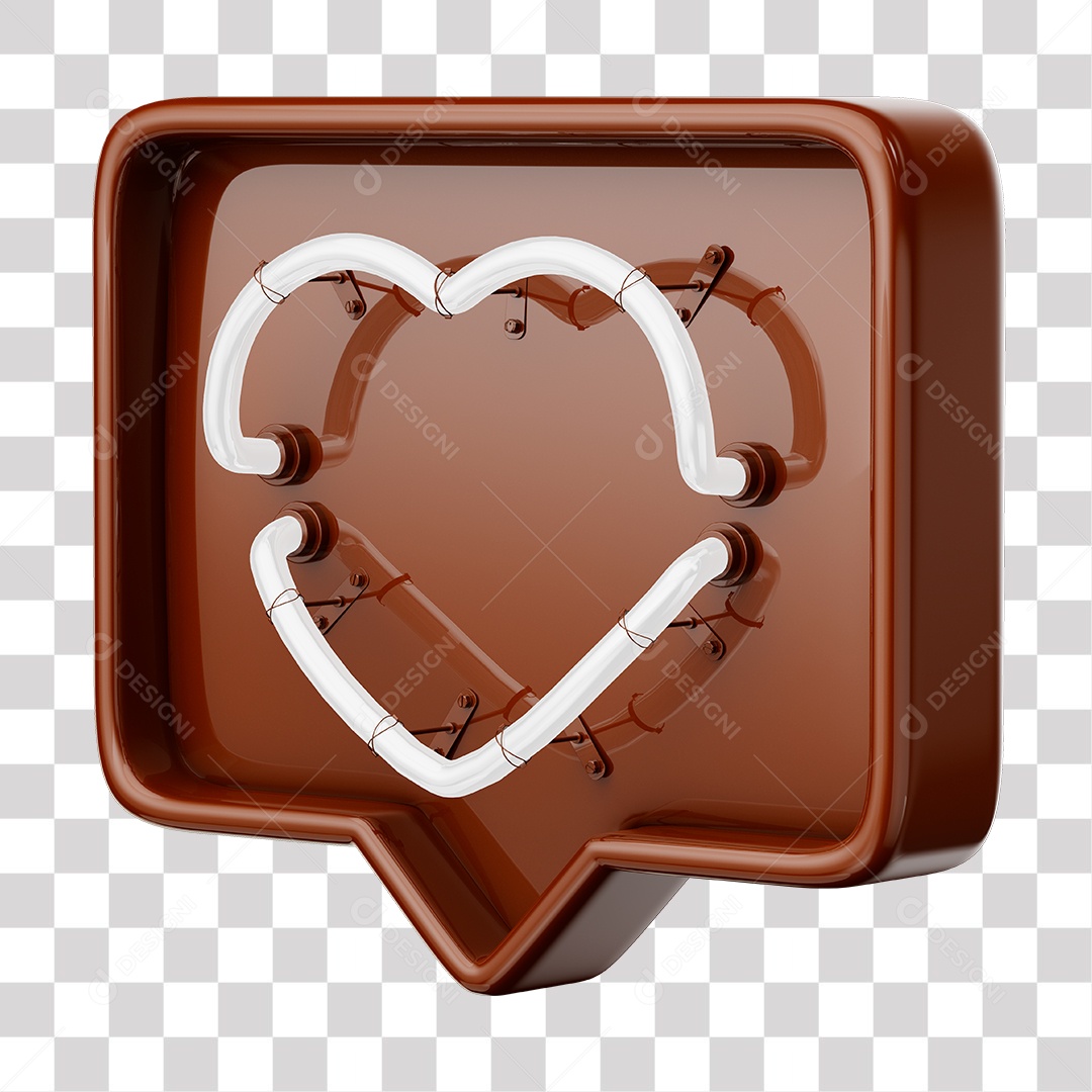 Instagram Like Marrom Com Coração Neon Branco PNG Transparente